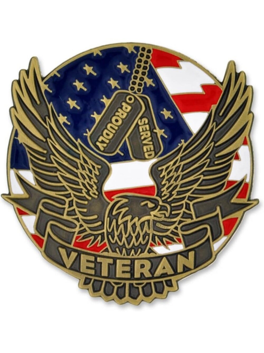 Patriotic Veteran Hat Pin - Gold Color Plated American Flag Accessory
